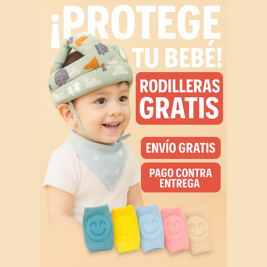 GORRO PROTECTOR PARA BEBES 👶🛡️ + PAR DE RODILLERAS GRATIS!