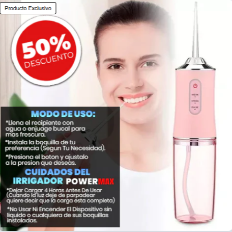 🦷 IRRIGADOR BUCAL POWER CLEAN + 4 BOQUILLAS GRATIS 🌟