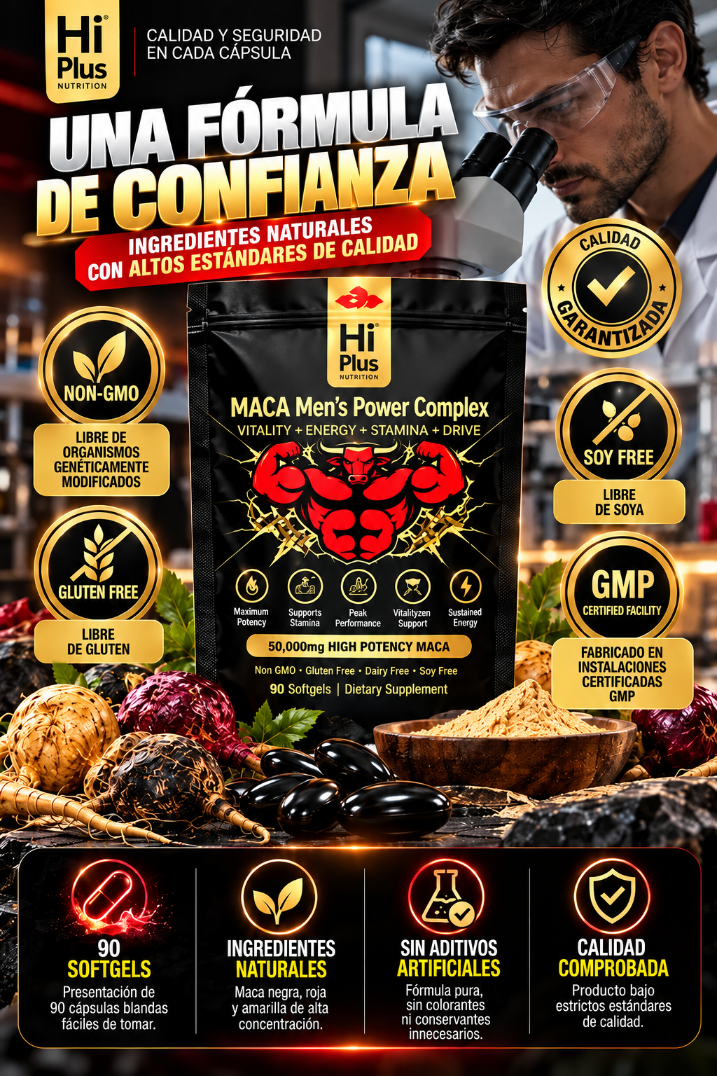 HI PLUS MACA – 90 SOFTGELS 🏆🍃💪 SUPLEMENTO ORIGINAL
