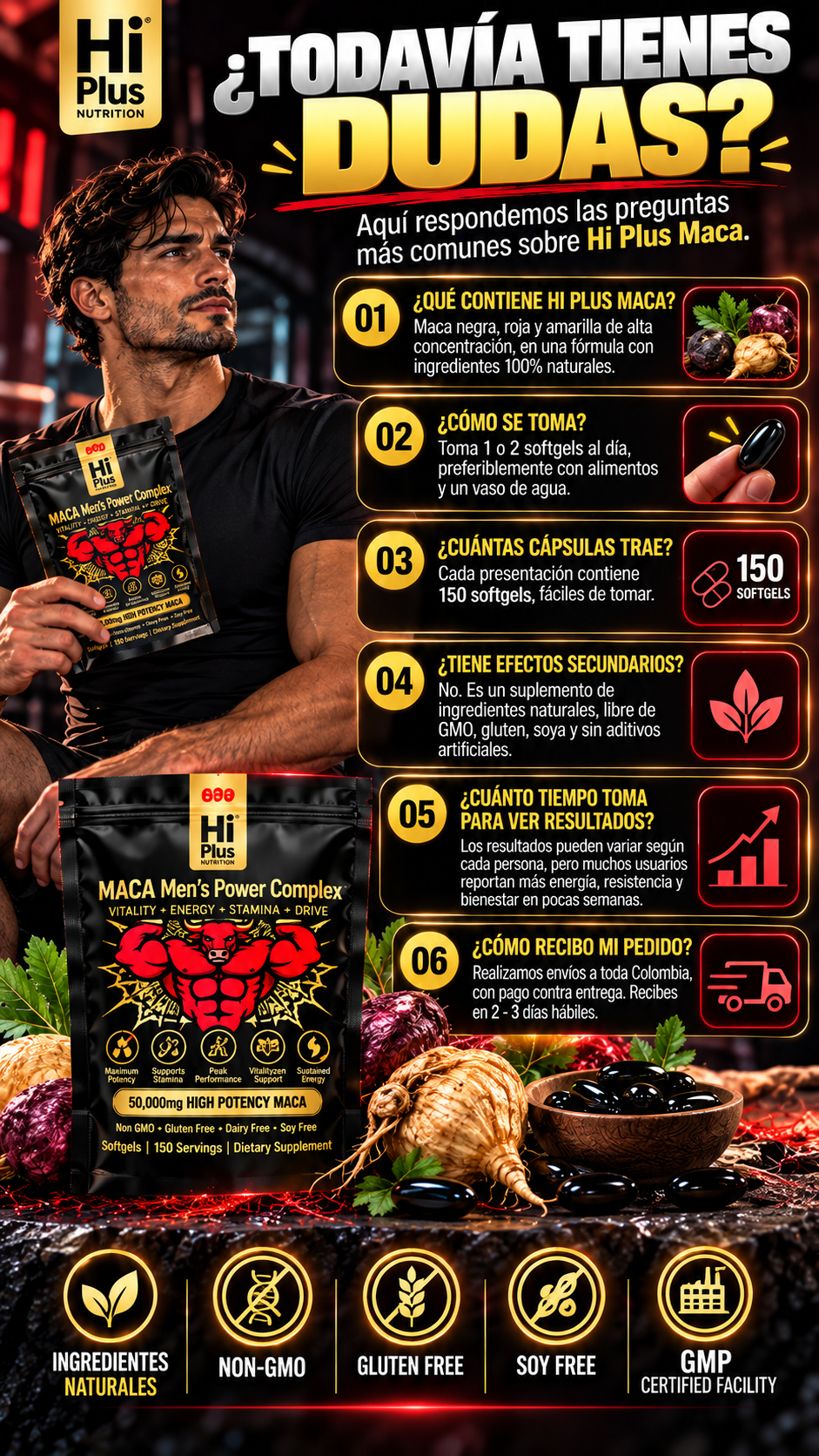 HI PLUS MACA – 90 SOFTGELS 🏆🍃💪 SUPLEMENTO ORIGINAL