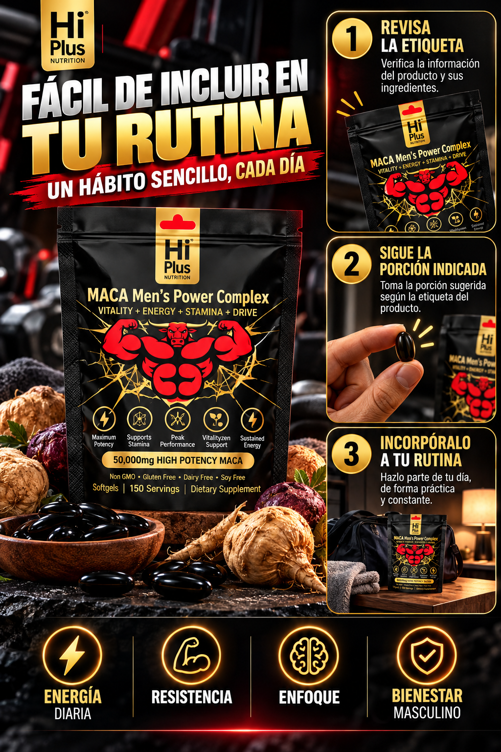 HI PLUS MACA – 90 SOFTGELS 🏆🍃💪 SUPLEMENTO ORIGINAL